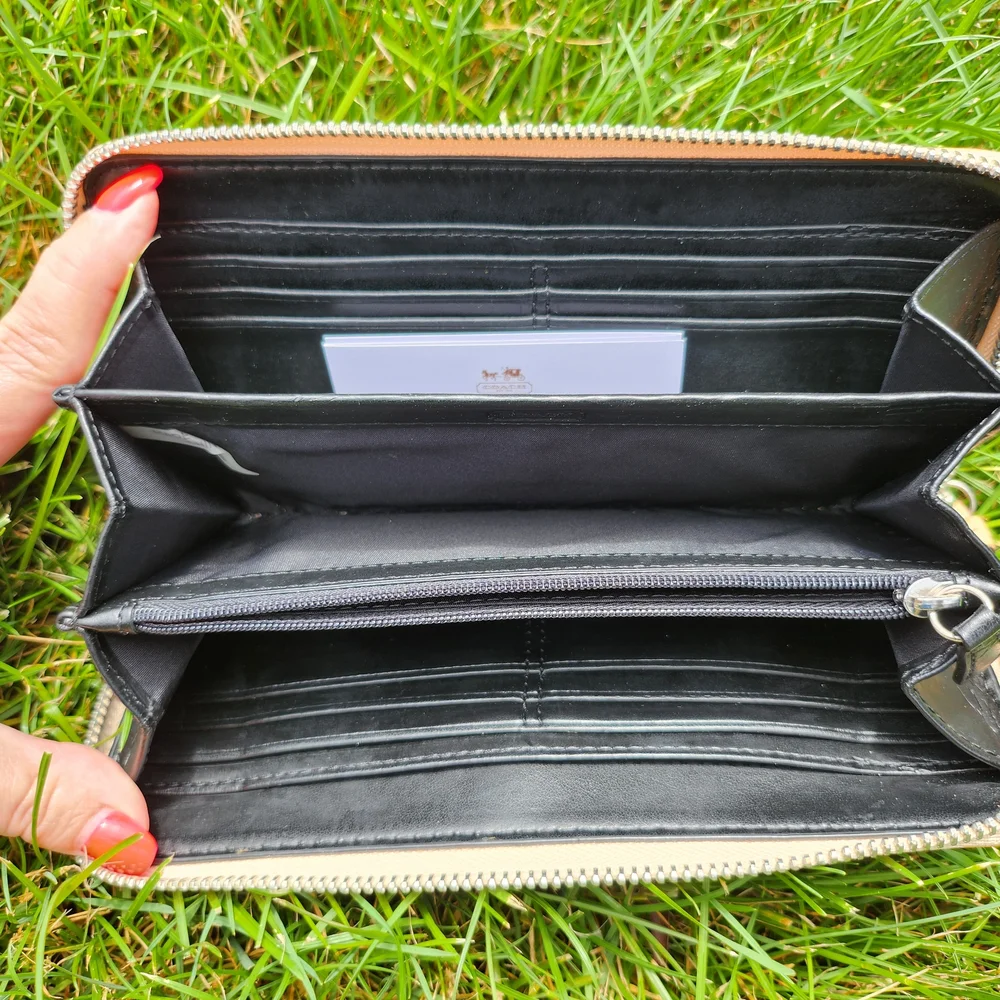 Coach Black and Tan Patent Leather Wallet - Picture 6 of 8